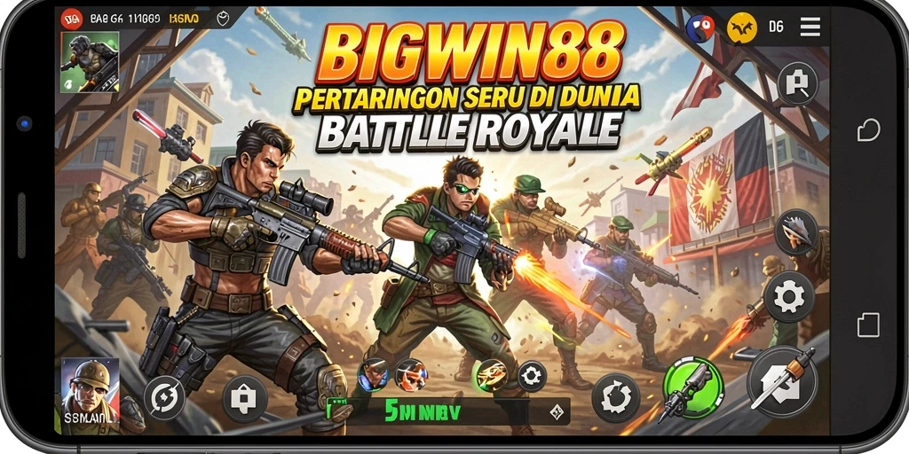Tampilan gameplay mendebarkan dari BIGWIN88 dengan aksi Battle Royale.