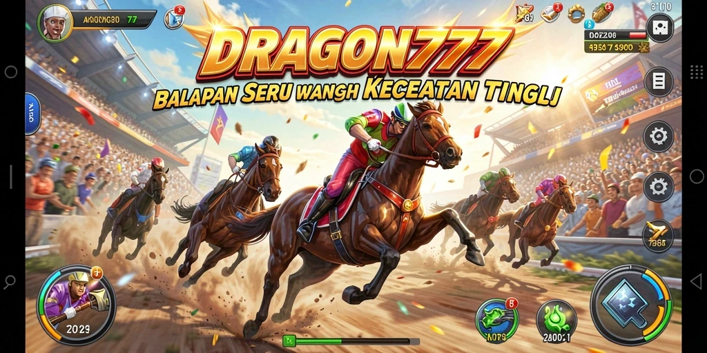 Screenshot utama DRAGON777 menampilkan aksi balapan yang mendebarkan.