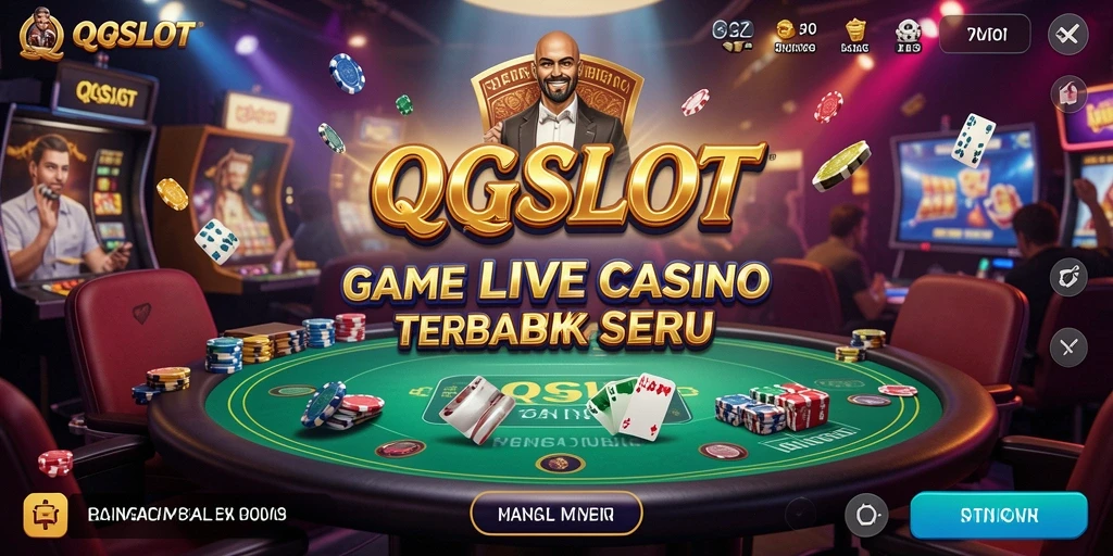 Gameplay QQSLOT menampilkan dealer live dan suasana kasino yang mendebarkan.
