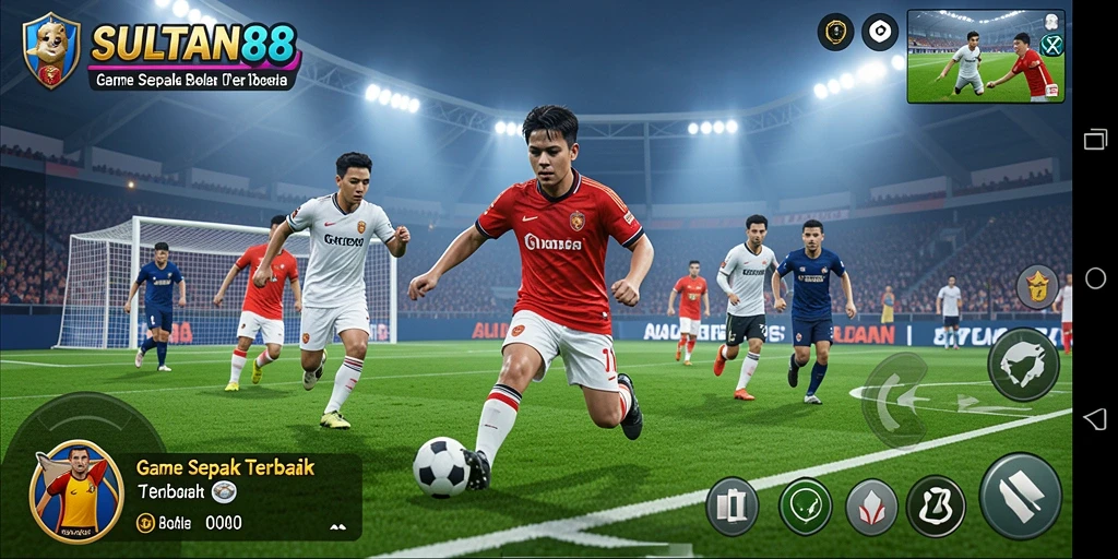 Tampilan gameplay yang dinamis dalam SULTAN88 saat pertandingan sepak bola.